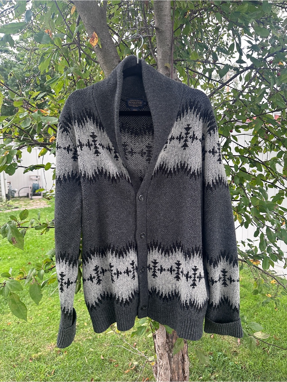 Pendleton Men's Gray Shawl Collar Button Cardigan Sweater Men’s XL